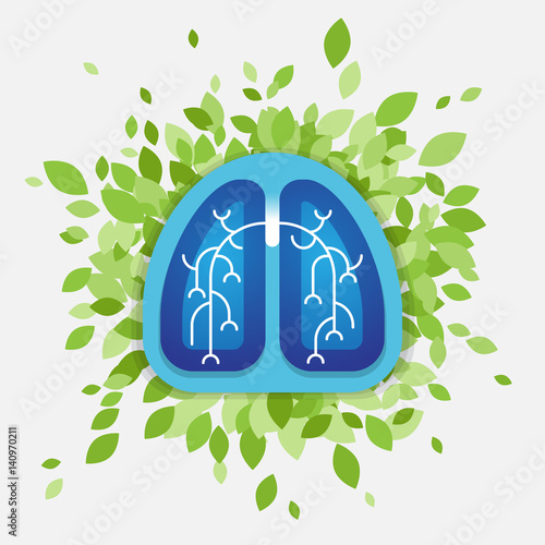 Lungs and leaves illustration, health concept
