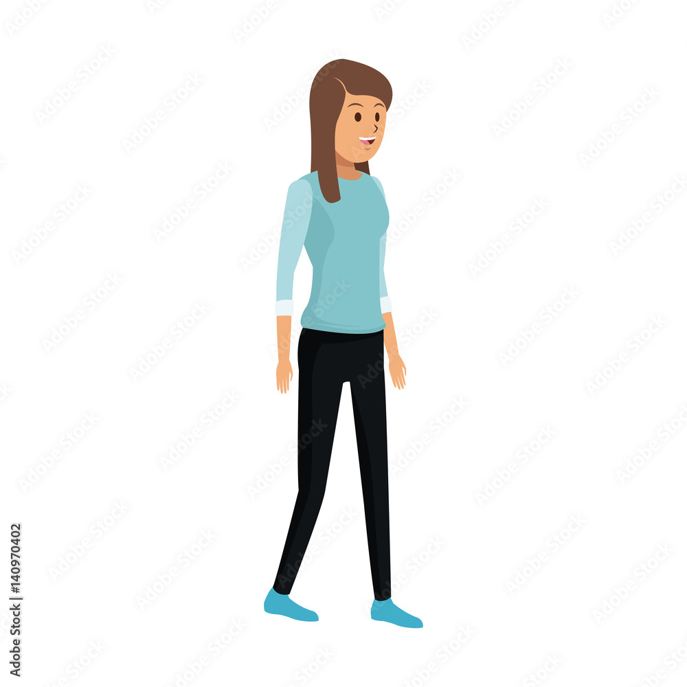 young woman with blue shirt cartoon icon over white background. colorful design. vector illustration young woman with blue shirt cartoon icon over white background. colorful design. vector illustration