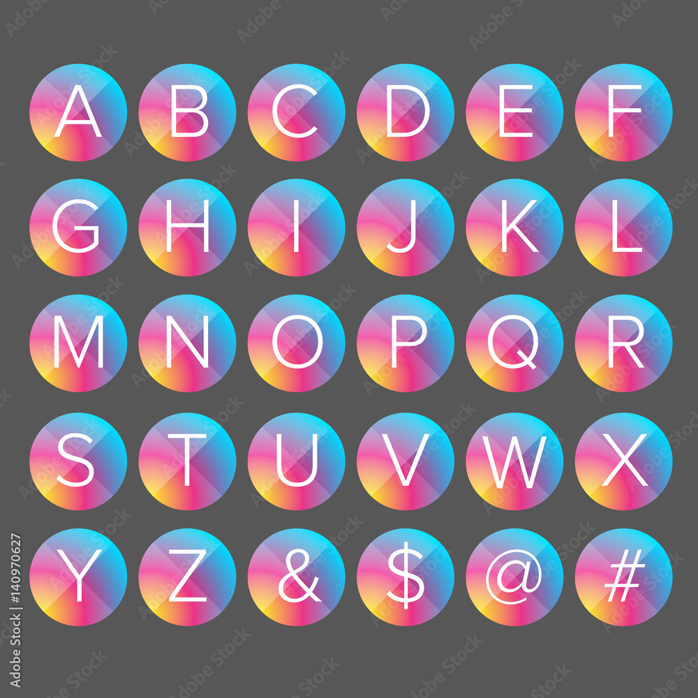 Alphabet letters colorful button Alphabet letters colorful button