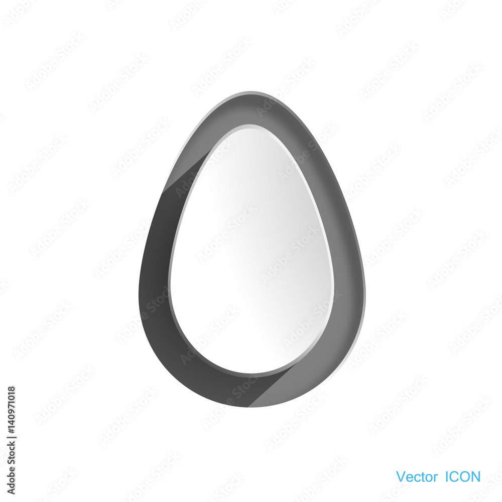 Vector icon of Easter egg cut from paper with shadow on the white background. Vector icon of Easter egg cut from paper with shadow on the white background.