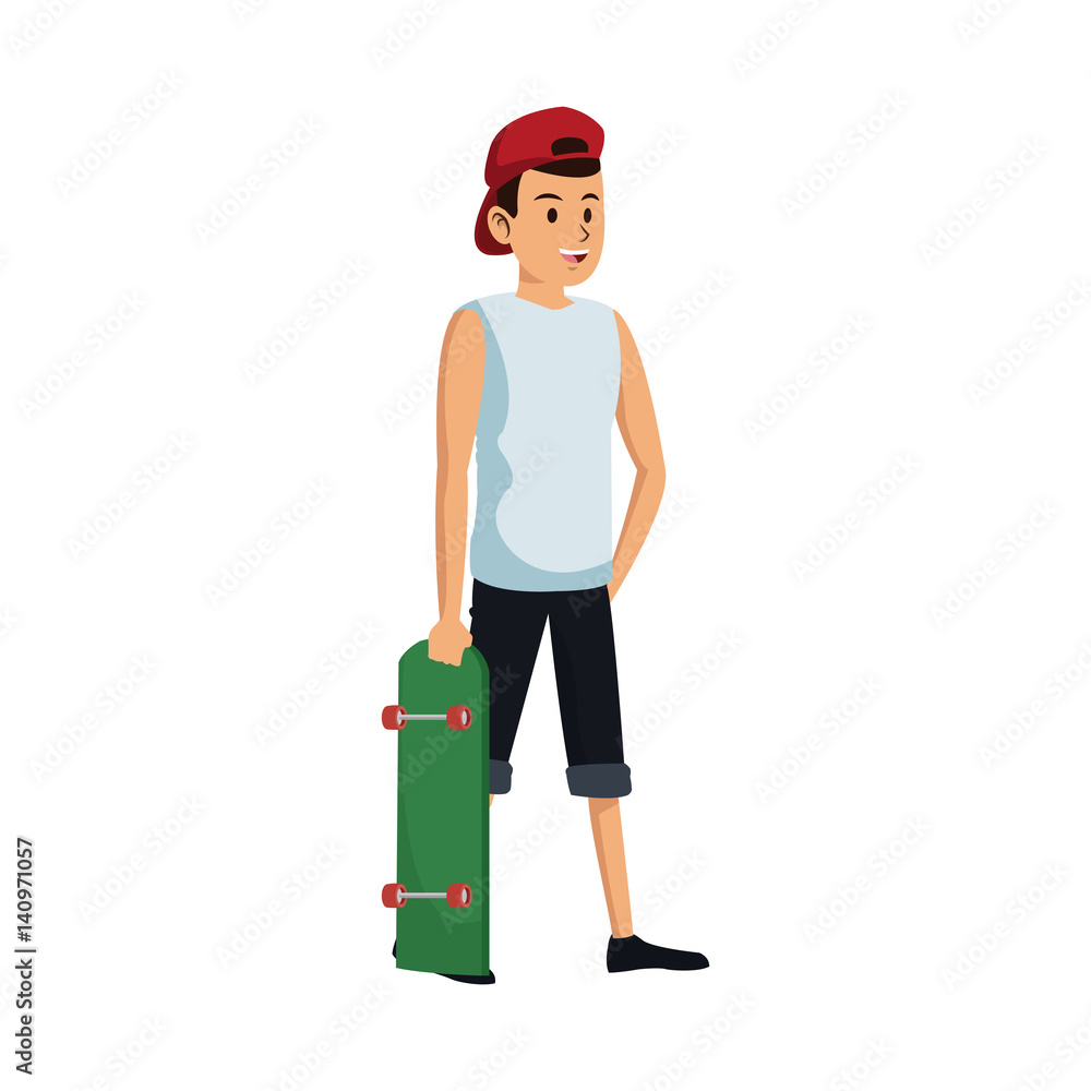 young guy with red cap cartoon icon over white background. colorful design. vector illustration young guy with red cap cartoon icon over white background. colorful design. vector illustration