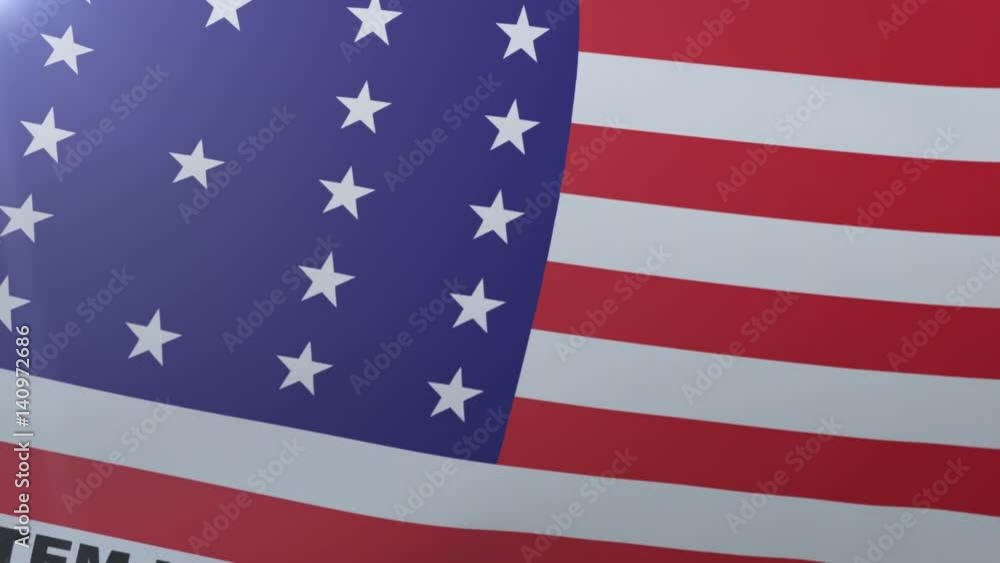 Flag of Bikini Atoll waving on flagpole in the wind, national symbol of freedom Flag of Bikini Atoll waving on flagpole in the wind, national symbol of freedom