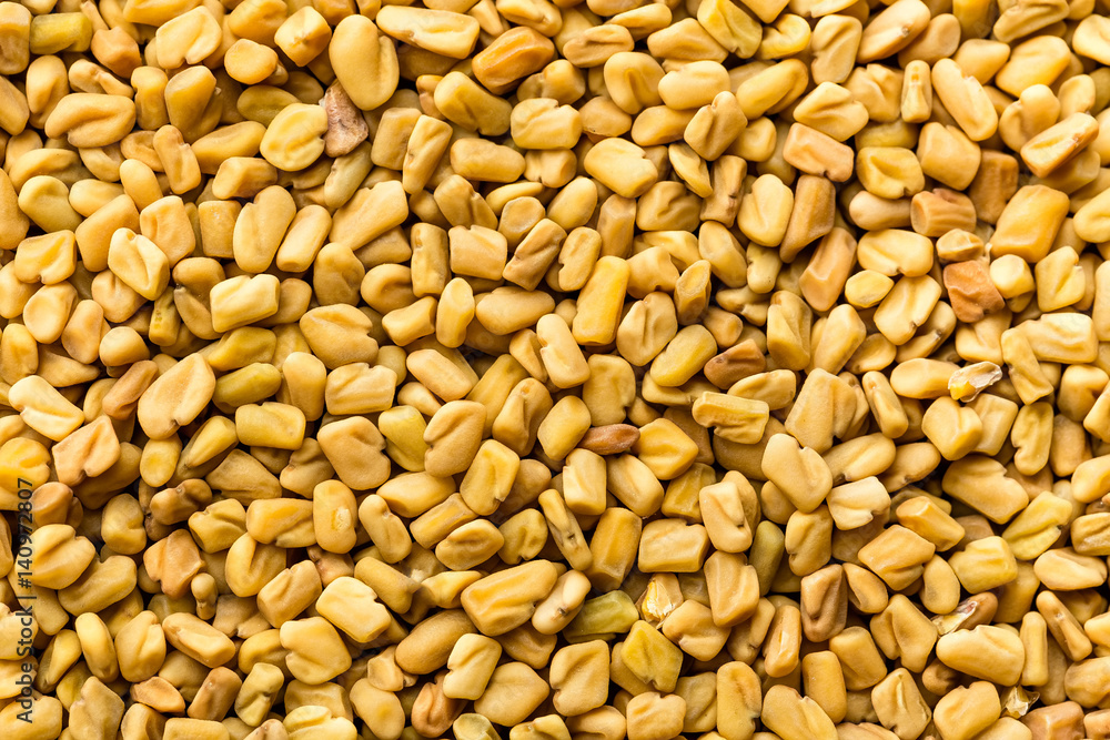 Fenugreek seeds background, spice, culinary ingredient Fenugreek seeds background, spice, culinary ingredient