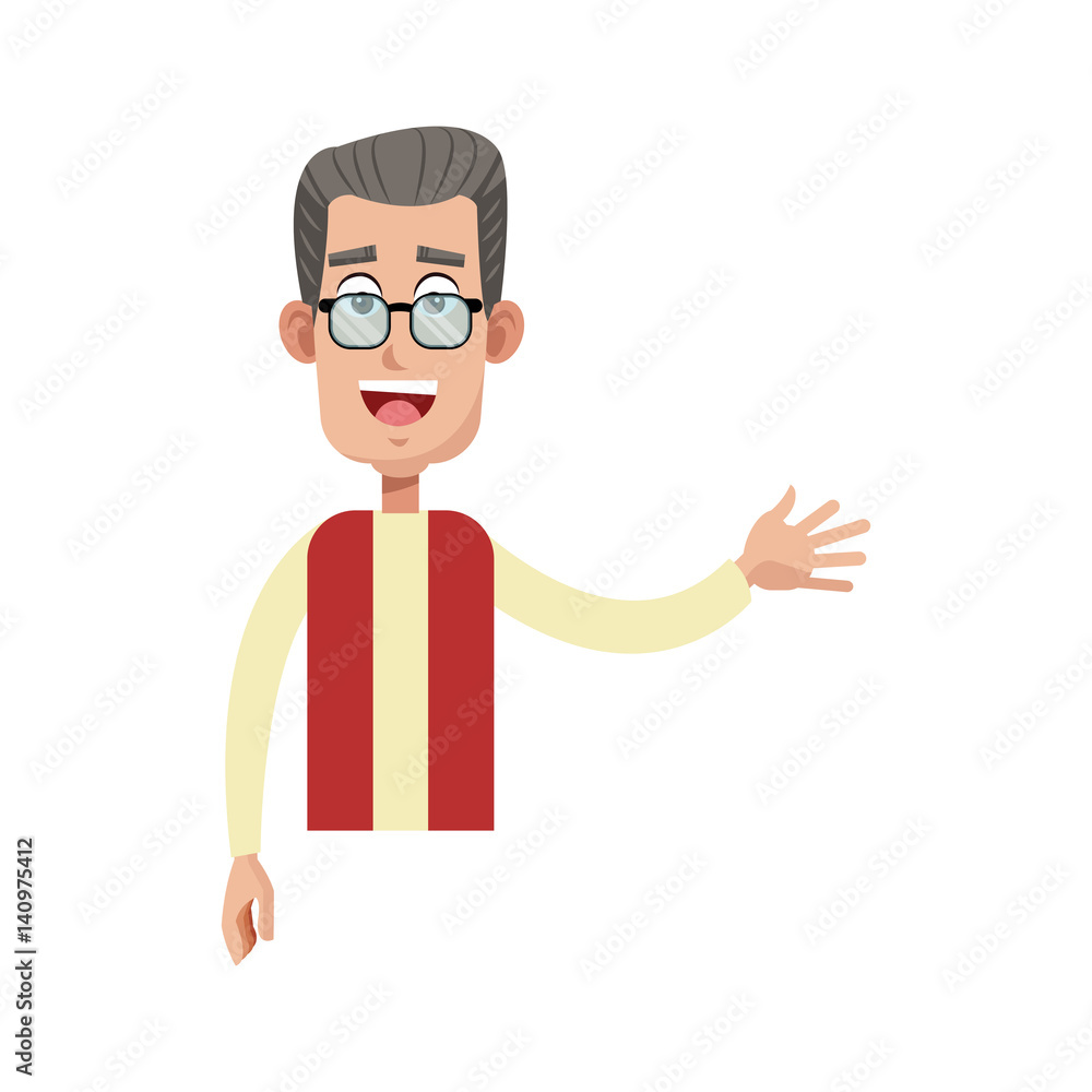 happy old man cartoon icon over white background. colorful design. vector illustration