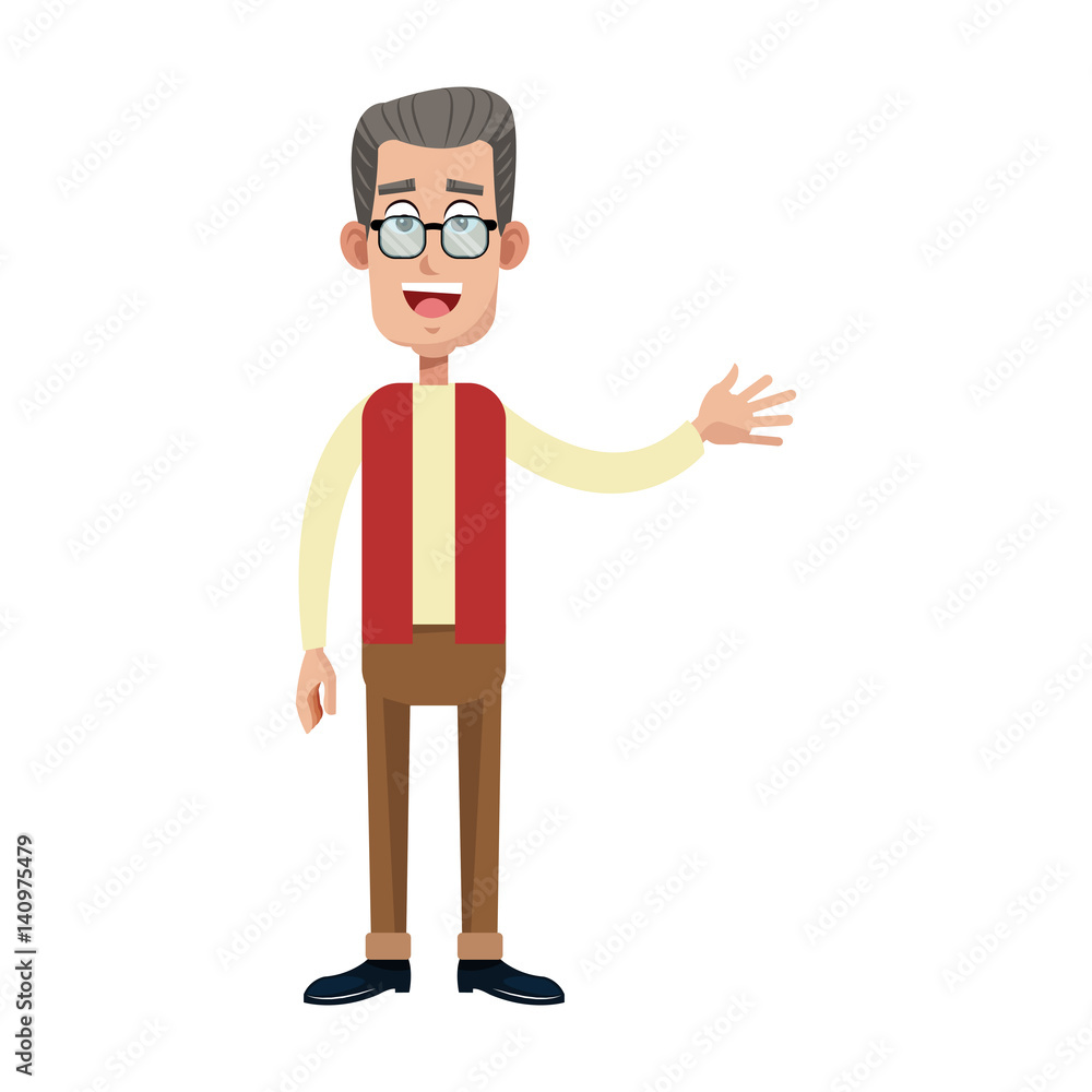 happy old man cartoon icon over white background. colorful design. vector illustration happy old man cartoon icon over white background. colorful design. vector illustration