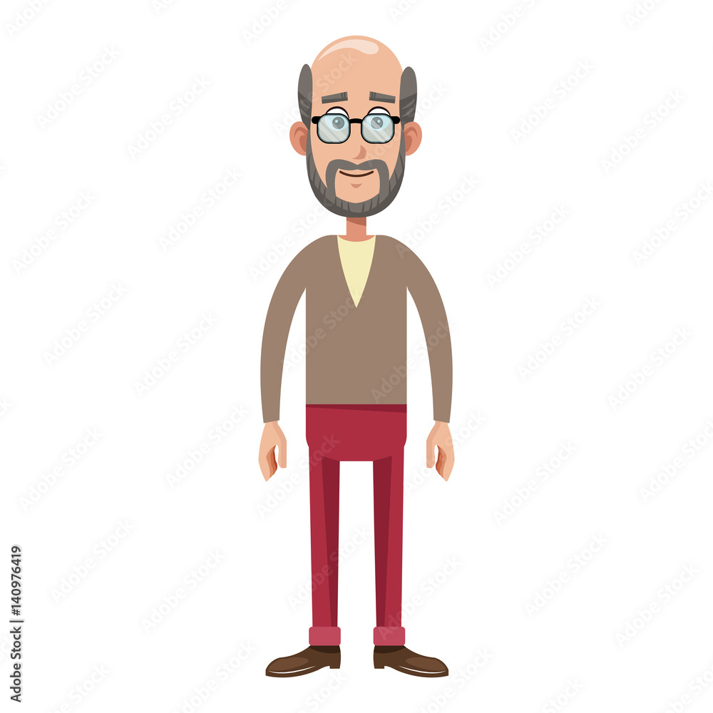 happy old man cartoon icon over white background. colorful design. vector illustration