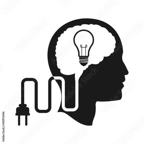 head brain idea bulb plug engine vector illustration eps 10