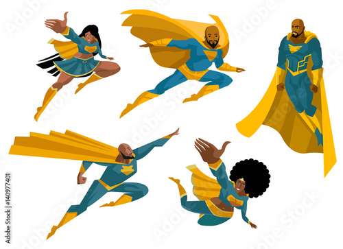 african superhero floating flying pack men and women