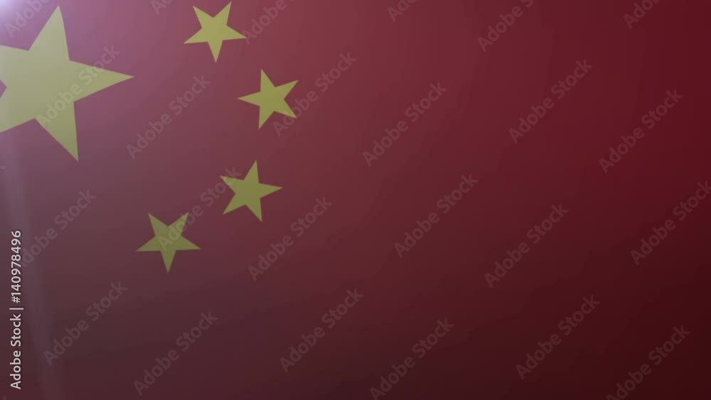 Flag of China waving on flagpole in the wind, national symbol of freedom Flag of China waving on flagpole in the wind, national symbol of freedom