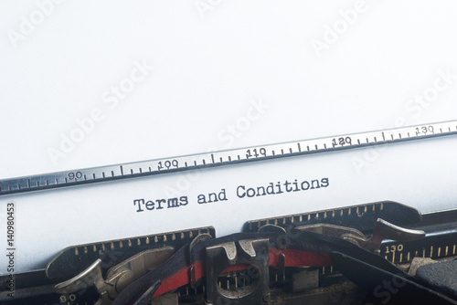 Terms and Conditions typed. Vintage typewriter. Copyspace.
