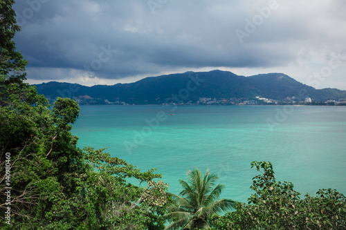 Picturesque view to the lagoon. A beautiful lagoon under the cloudy sky. Horizontal outdoors shot.