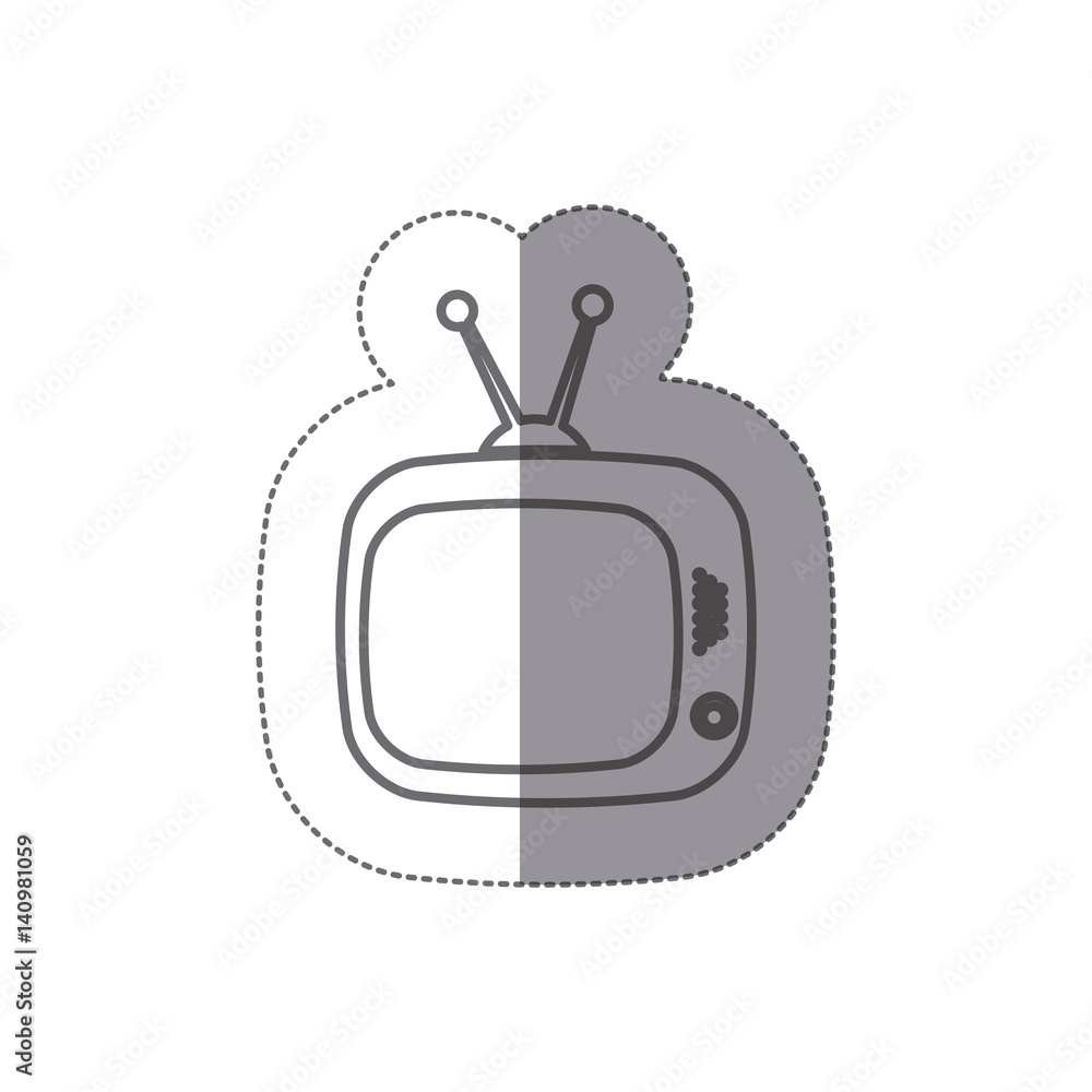 sticker silhouette antique tv icon flat vector illustration Stock