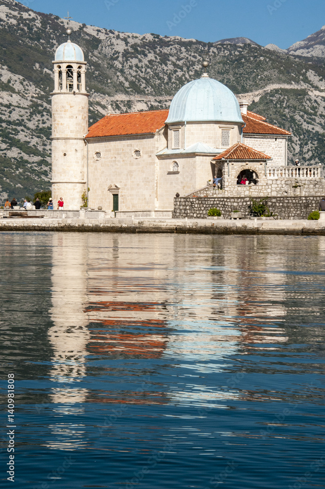 Our Lady of the Rocks chapel on island in Bay of Kotor, Montenegro.