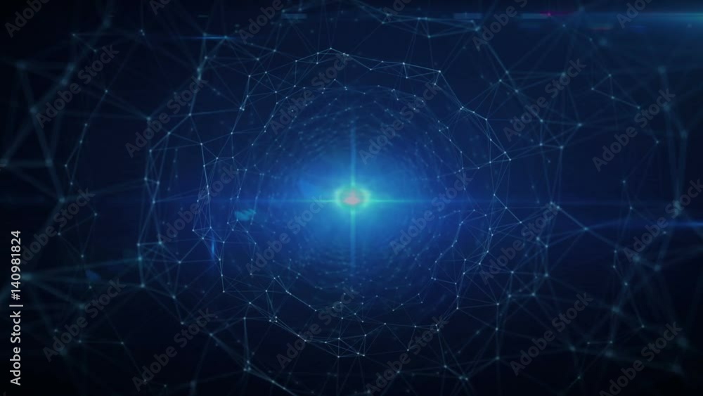 Abstract plexus tunnel with light at the end.Geometrical triangles, lines and dots. Space net background. Abstract plexus tunnel with light at the end.Geometrical triangles, lines and dots. Space net background.
