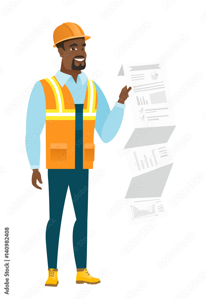 African-american builder giving presentation. African-american builder giving presentation.