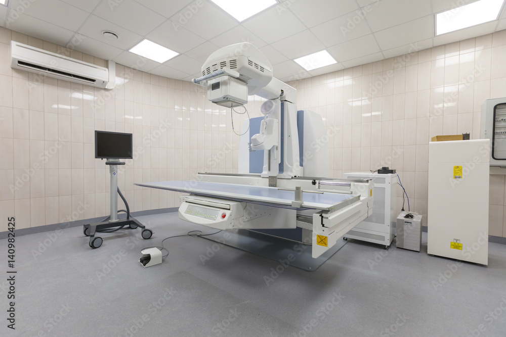 Xray room in a hospital ER operating room with a classic ceiling