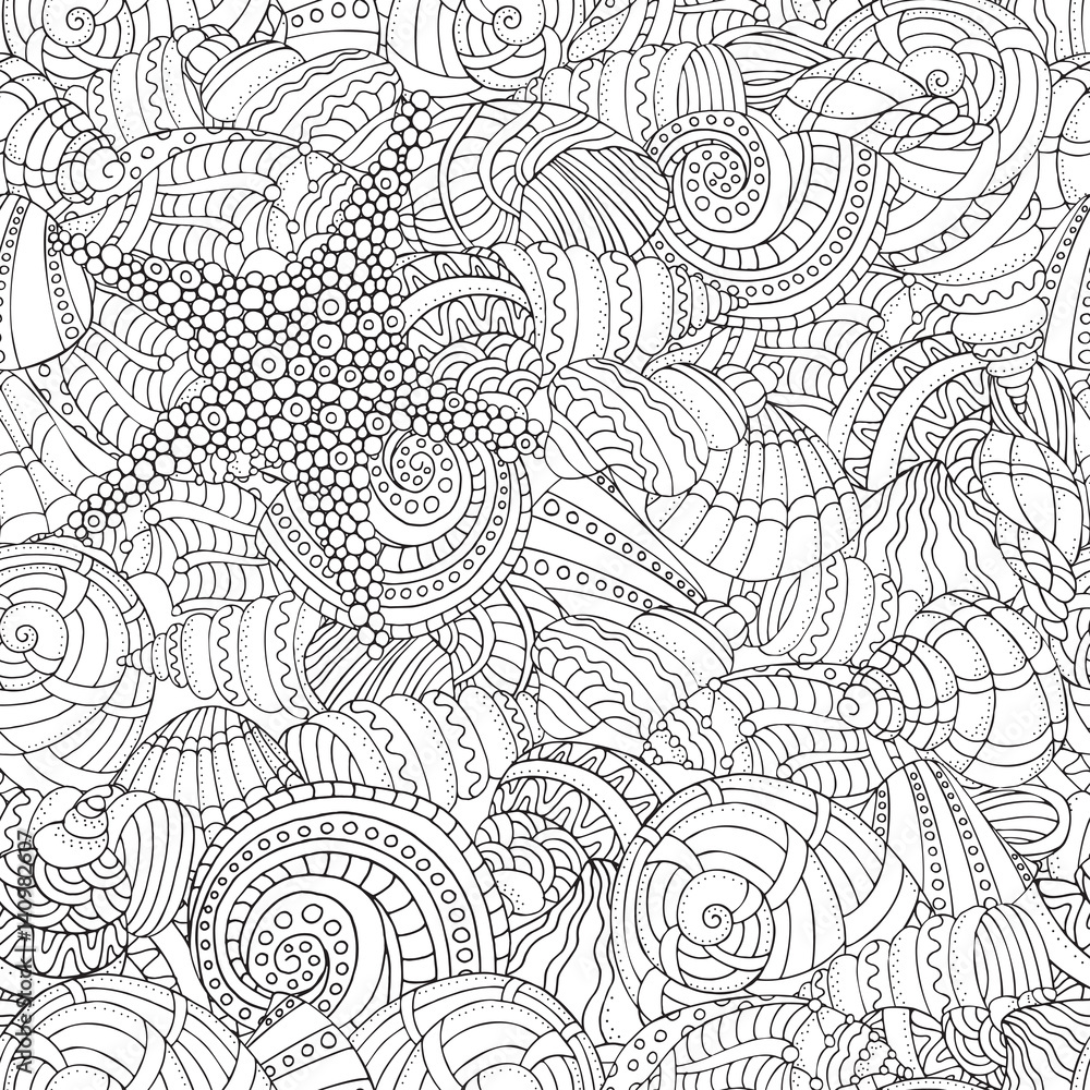 Seamless pattern. Sea shells collection Seamless pattern. Sea shells collection