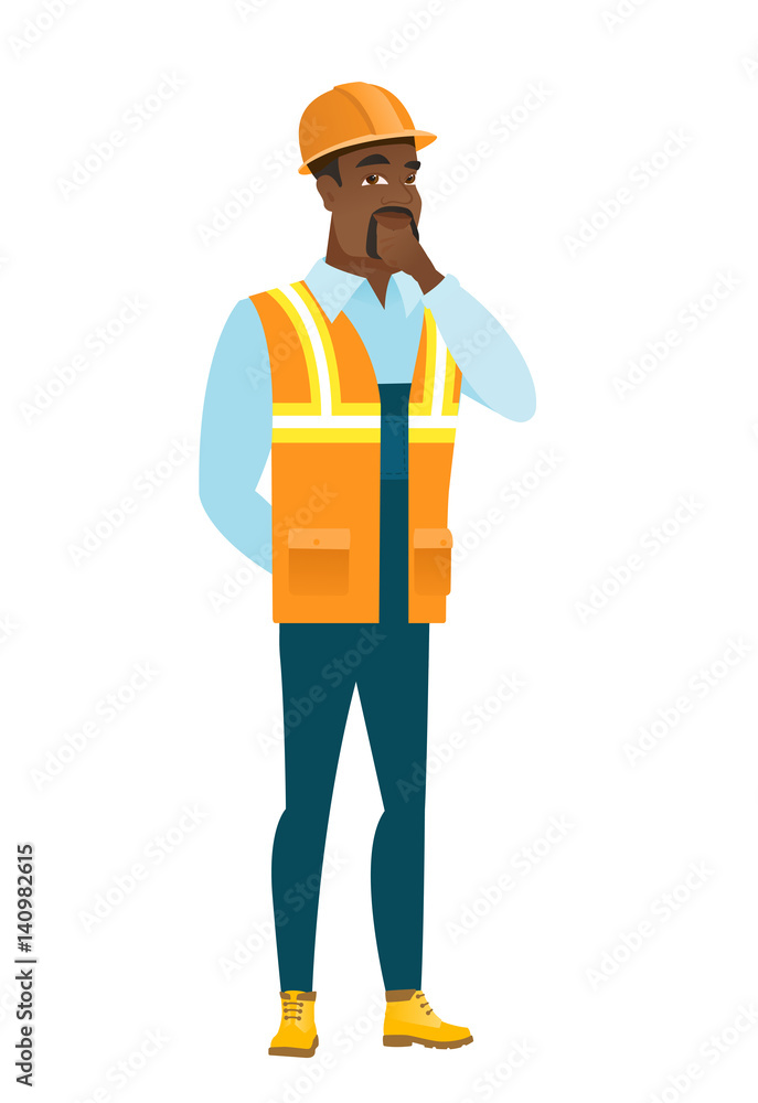 African-american builder thinking. African-american builder thinking.