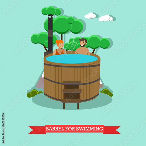 Spa procedures, barrel concept vector illustration in flat style