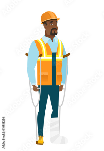 Injured builder with broken leg.