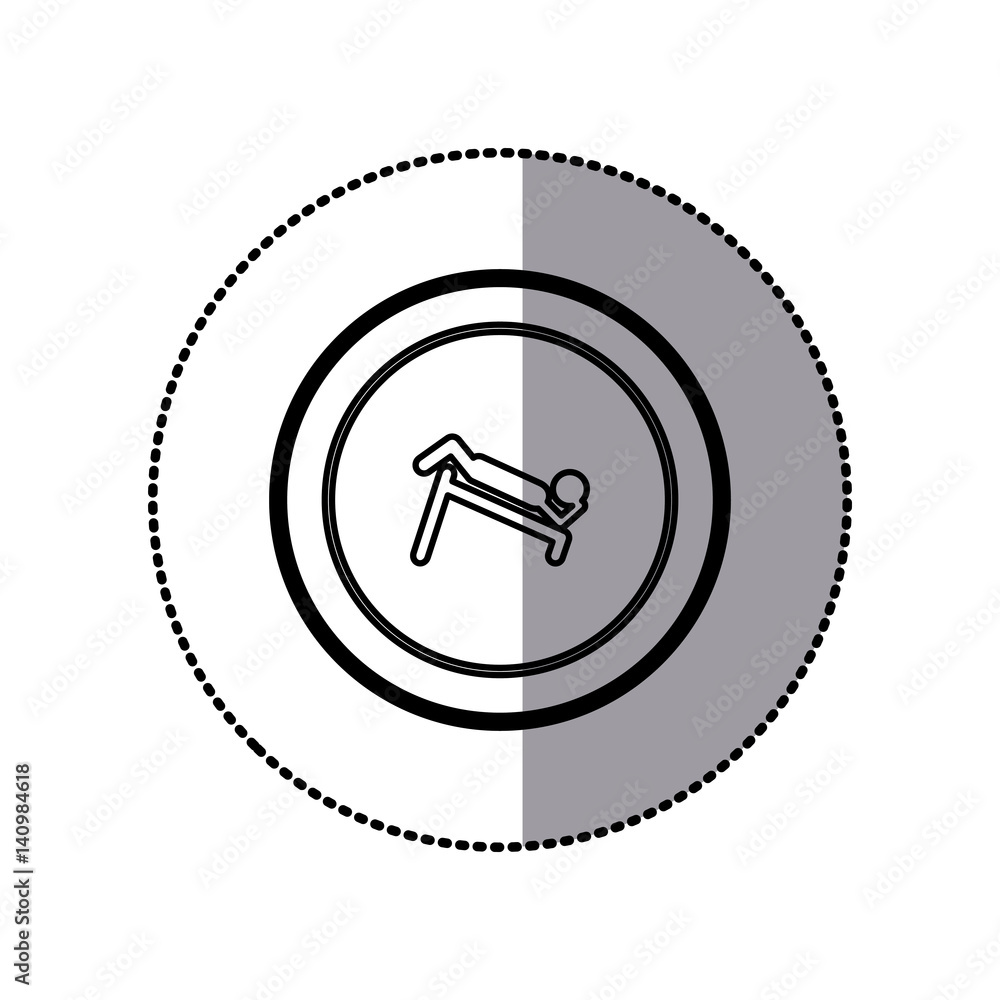 sticker of monochrome contour pictogram with abdominal training on inclined bar in circular frame vector illustration sticker of monochrome contour pictogram with abdominal training on inclined bar in circular frame vector illustration