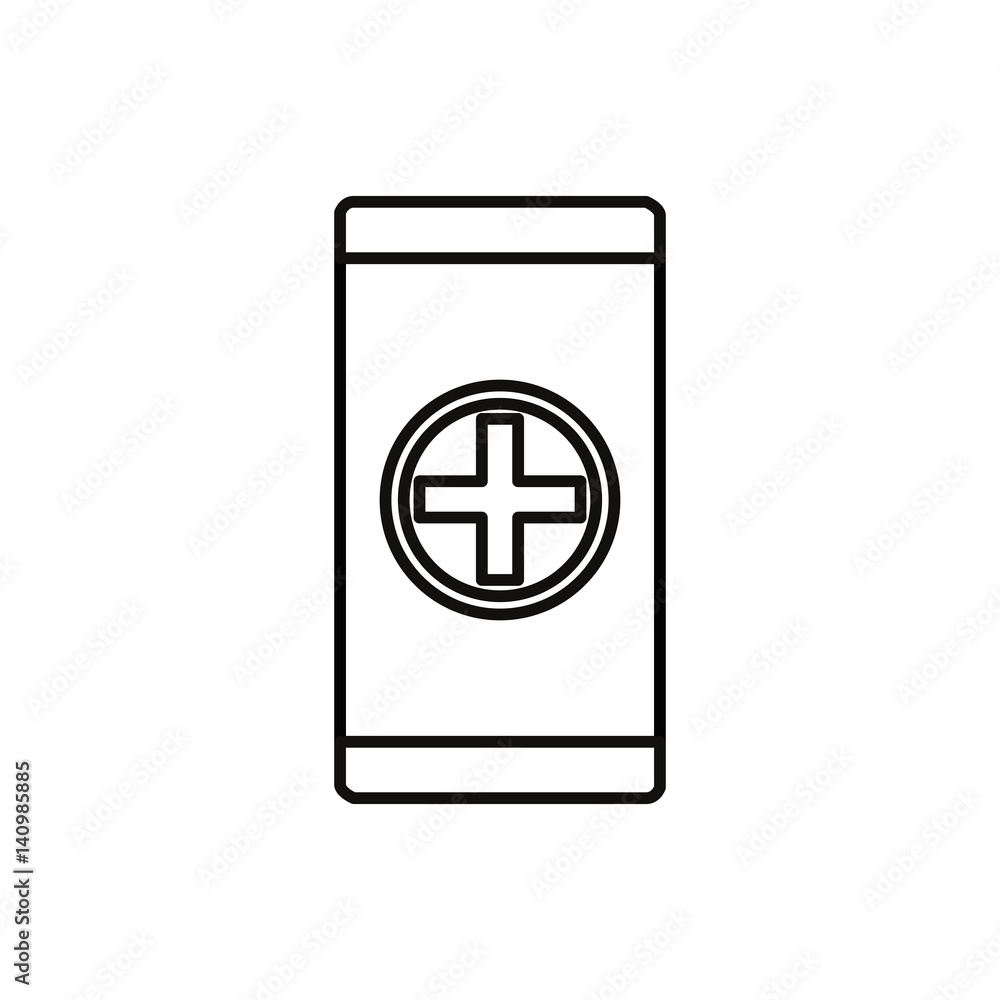 smartphone device with medical sign icon over white background. vector illustration