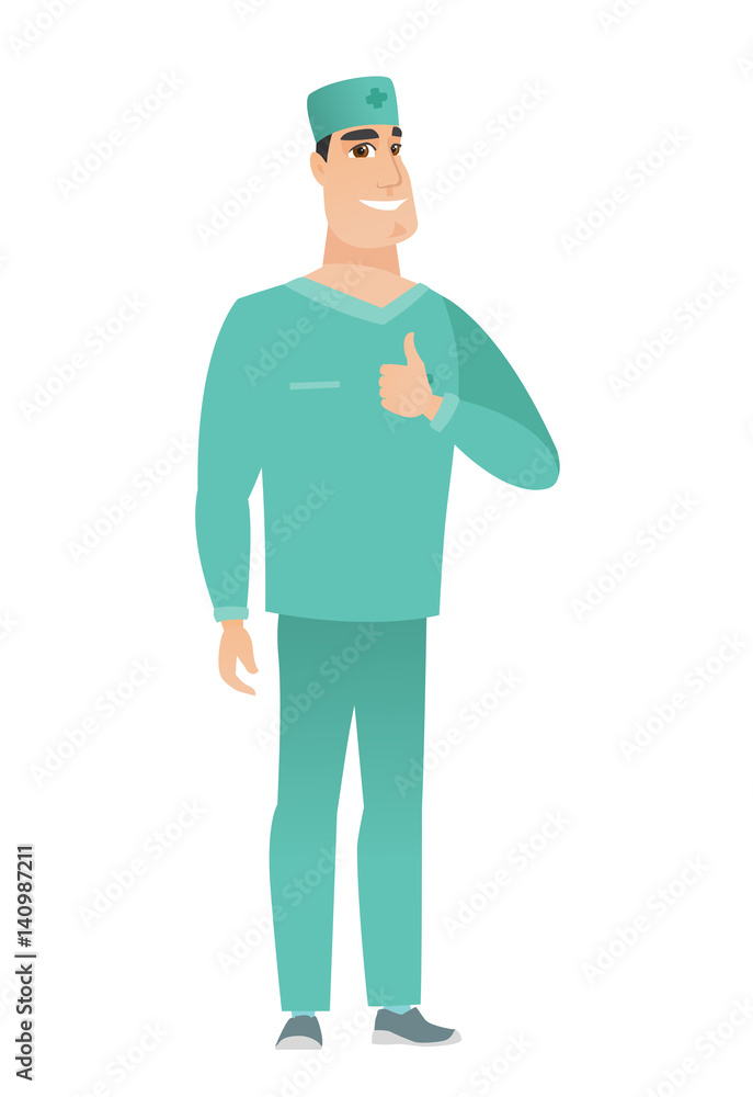 Doctor giving thumb up vector illustration. Doctor giving thumb up vector illustration.