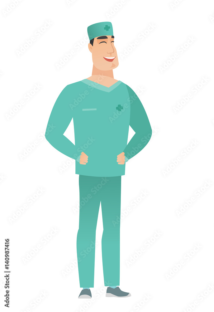 Young caucasian doctor in uniform laughing. Young caucasian doctor in uniform laughing.