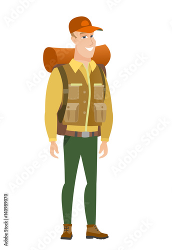 Young caucasian confident traveler.