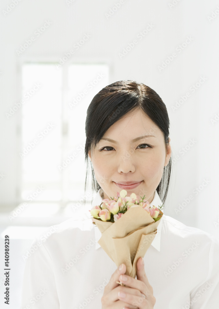 Woman Holding Bouquet