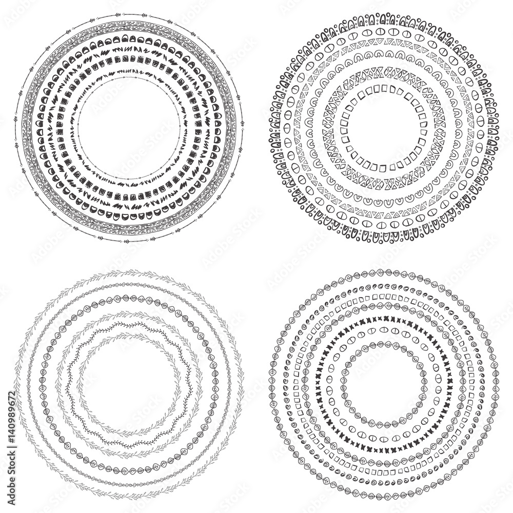 Set of 4 hand drawn boho style frames Set of 4 hand drawn boho style frames