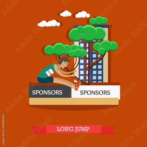 Light athletics, long jump concept vector illustration in flat style.