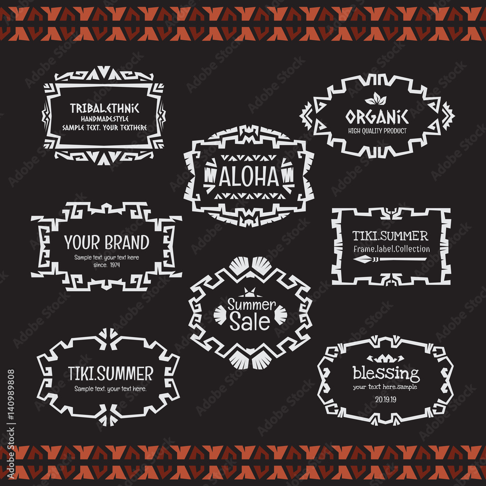 Ethnic tribal vector frames doodle style collection.