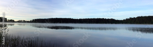 Morning fog on the lake  sunrise shot