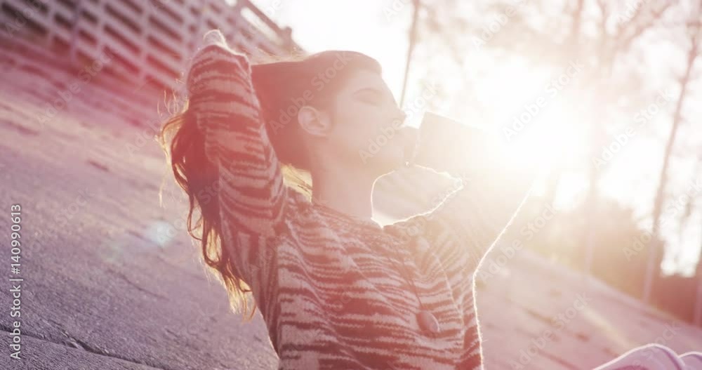 Model tosses her hair, slow motion Model tosses her hair, slow motion