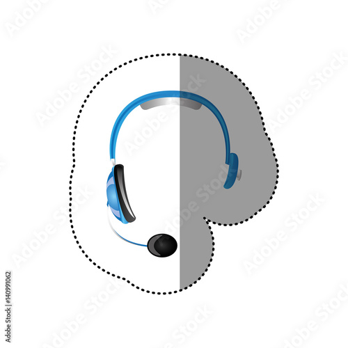 color sticker of hands free headset icon vector illustration