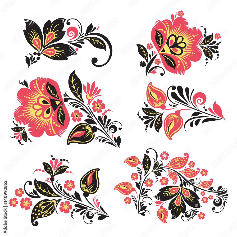  Flower set. Romantic Floral elements set. EPS 8