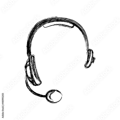 monochrome sketch of hands free headset icon vector illustration