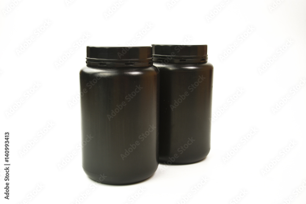 Two plastic bottles on the white background. No brand plastic empty bottle Two plastic bottles on the white background. No brand plastic empty bottle