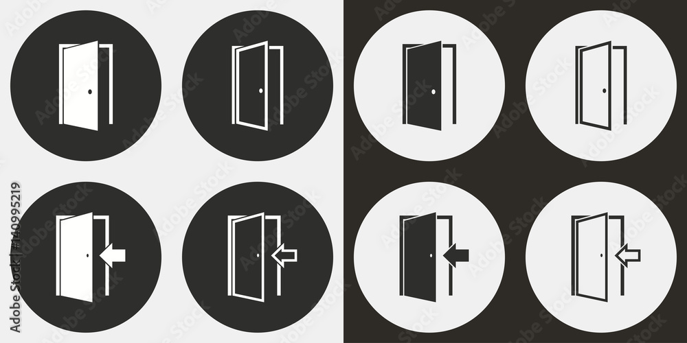 Door icon set. Door icon set.