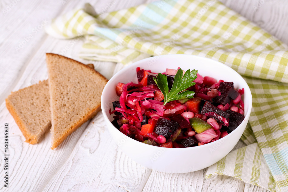 Beet salad Vinaigrette in a white bowl Beet salad Vinaigrette in a white bowl