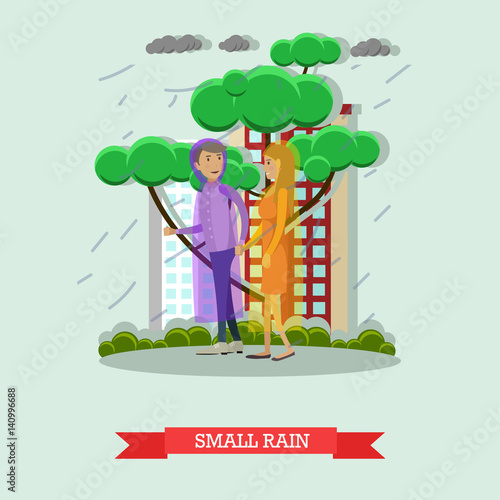 Small rain concept vector illustration in flat style
