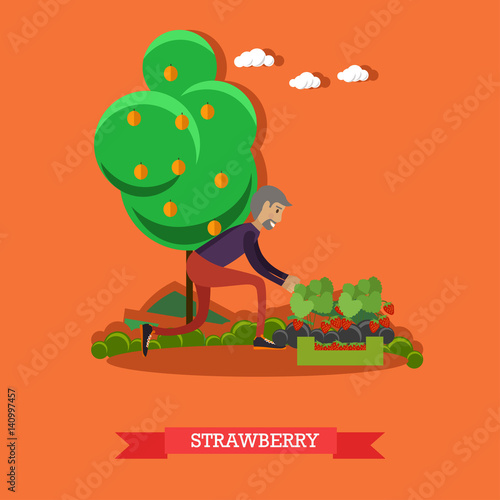 Gardening concept vector illustration in flat style.