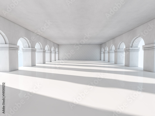 Classic Ancient Interior with Columns. 3D rendering