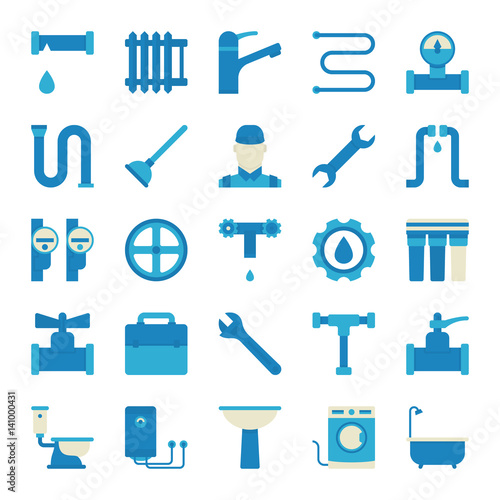 Plumbing icons set