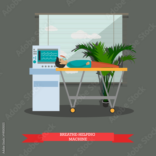 Breathing machine vector illustration in flat style