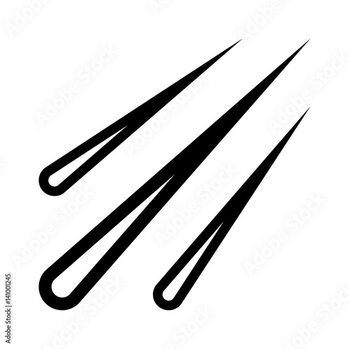 Meteor / meteorite shower or shooting stars line art icon for astronomy apps and websites 