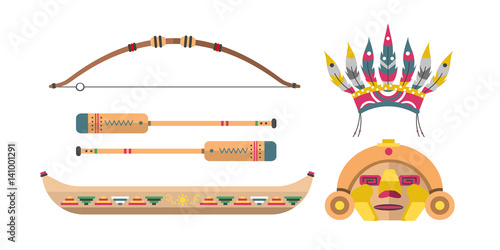 Wild west american indian designed element traditional art concept and native tribal ethnic feather culture ornament for the design vector illustration.