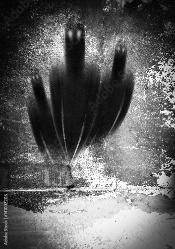 Shadow of spirits in grunge background 