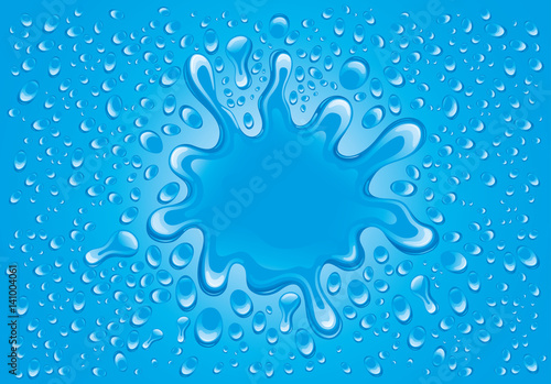 Splash water and drops.
